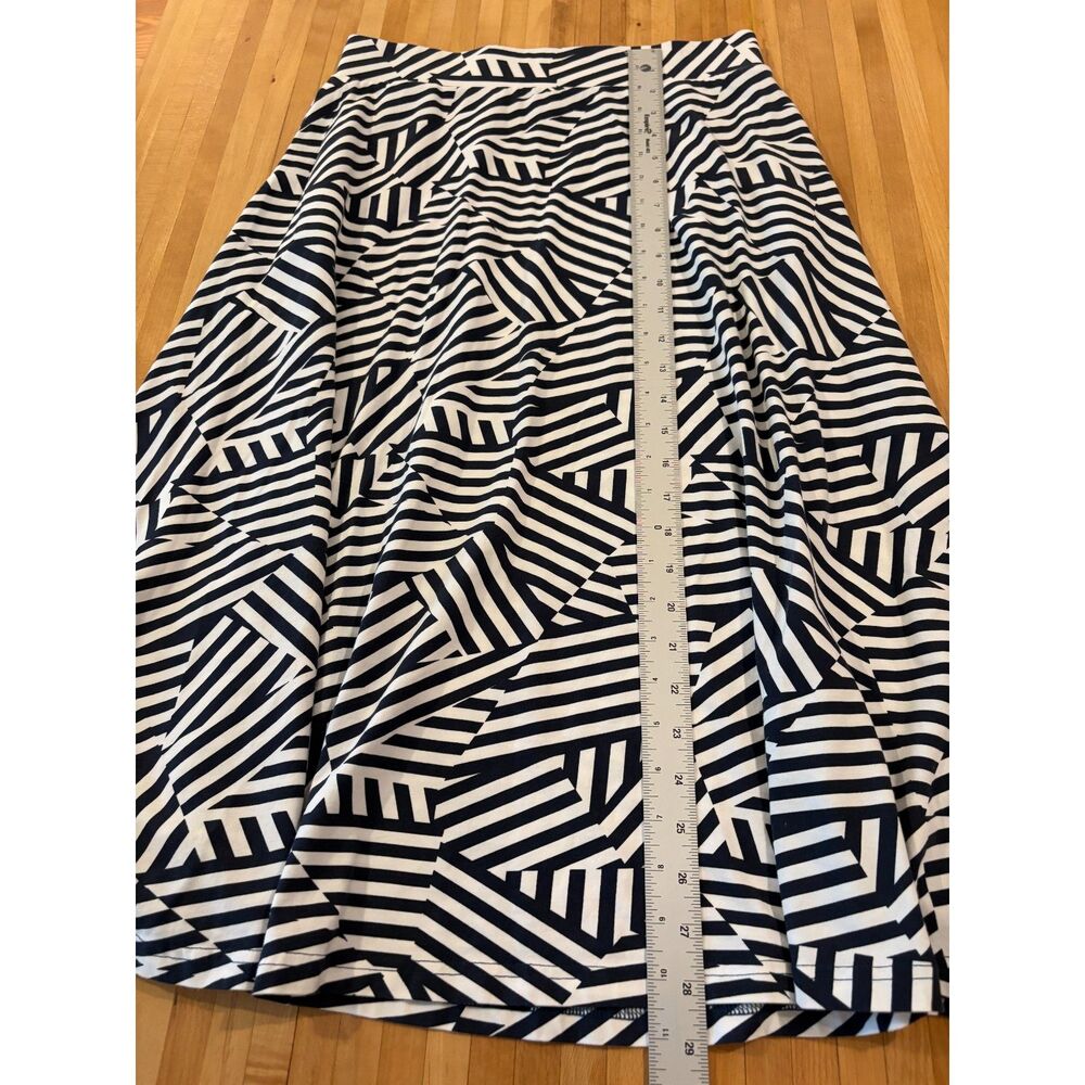 Pact Blue White Stripe Print Pull On Midi Skirt Women's Medium Stretch Boho - Picture 5 of 5